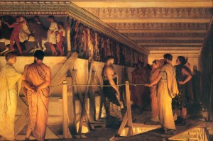 LawrenceAlmaTadema-Phidias-Showing-the-Frieze-of-the-Parthenon-to-his-Friends-1868